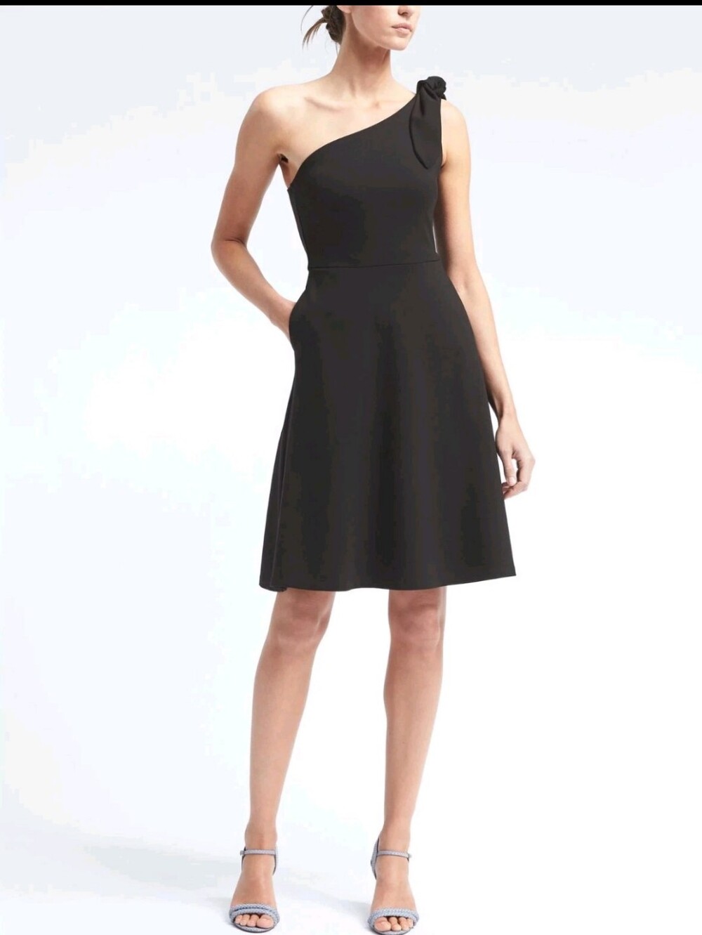 Banana Republic One-Shoulder Black A-Line Dress